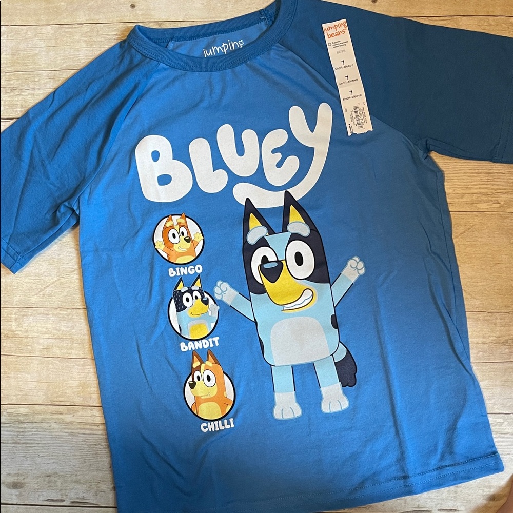 Bluey & Bingo Boys Short Sleeve Tee Shirt Size 7 NWT